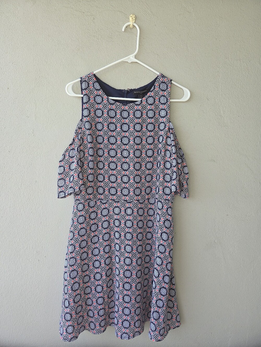Banana Republic Factory Geometric Fit And Flare Mini Dress Sz 12P NWT Mod Retro